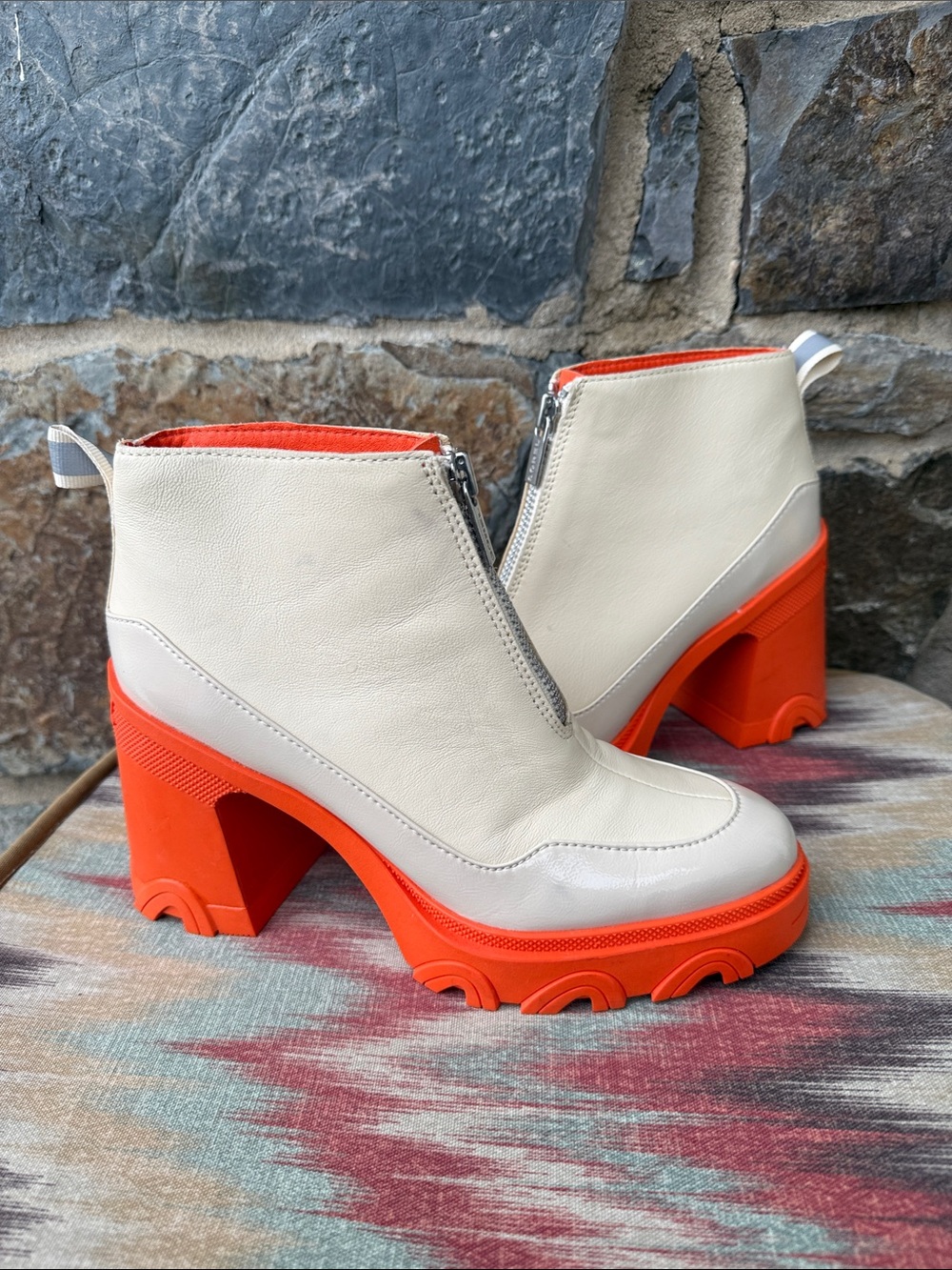 Sorel Brex Heel Zip Women's Boot in Bleached Ceramic/Optimized Orange Size 7.5